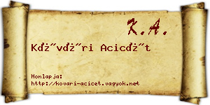 Kővári Acicét névjegykártya